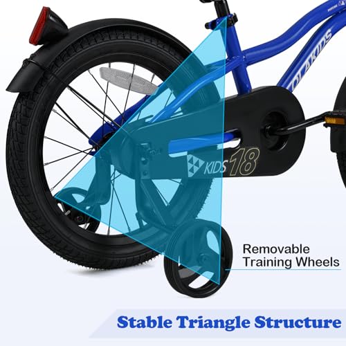 Image of Olakids Kids Bike, 12 14 16 18 Inch Toddlers Bike with Training Wheels Safety Bell Adjustable Seat and Handlebar, Handbrake and Coaster Brake, Children's Bicycle for Boys Girls