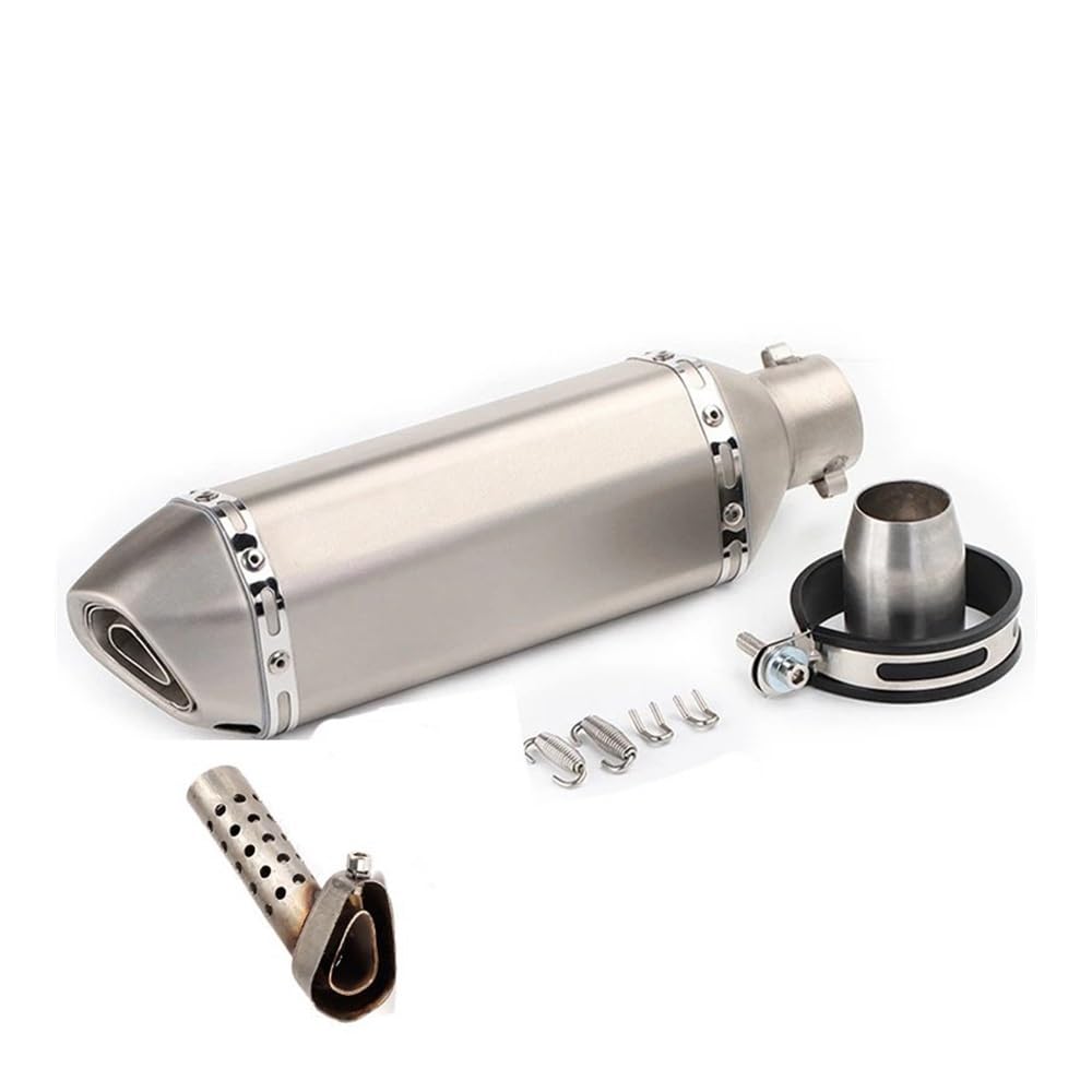 Motorrad Auspuffrohr Slip On Motorrad Auspuffrohr Einlass 36~51MM Topf Universal 470MM Auspuff Endrohr (Color : D-370mm)