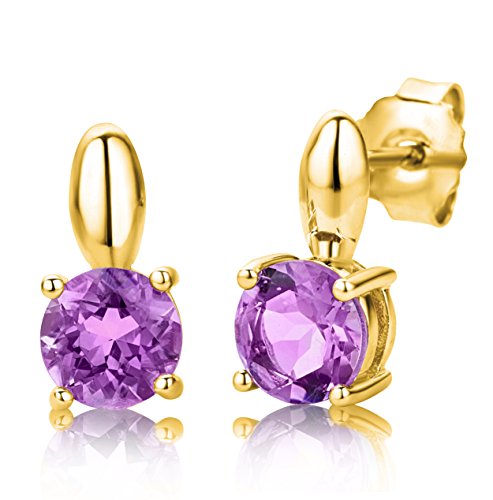 Preisvergleich Produktbild ByJoy Damen-Ohrringe 925 Sterling- Silber Rundschliff Lila Amethyst