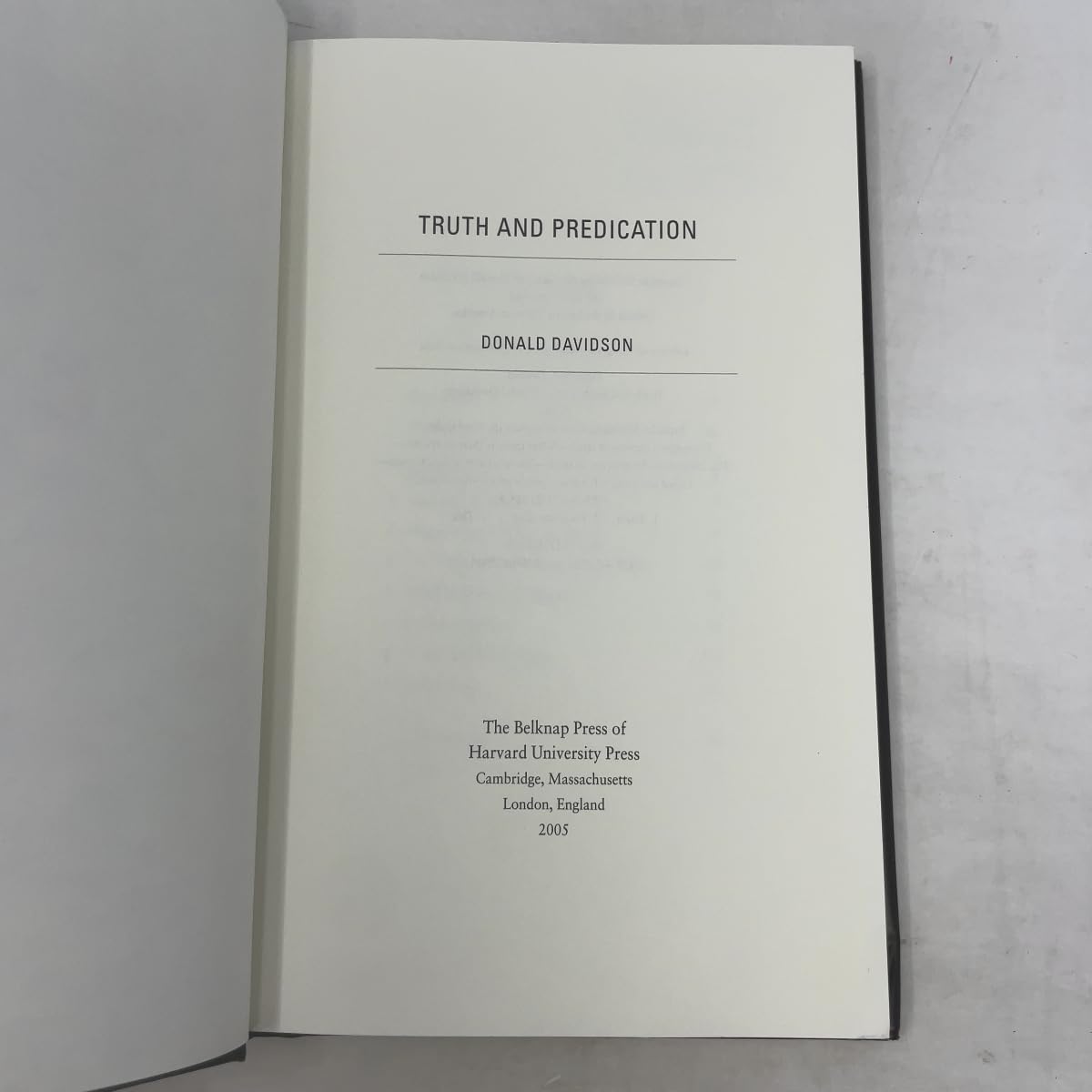 Truth and Predication [Hardcover] Davidson, Donald and Sharpe, Kevin - PT03