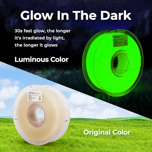 Image of AMOLEN PLA 3D PLA Printer Filament, 1.75mm Glow in The Dark Green PLA Filament for 3D Printing, 1kg(2.2lbs) Spool, Dimensional Accuracy + /- 0.02 mm, Compatible with Most 3D FDM Printer