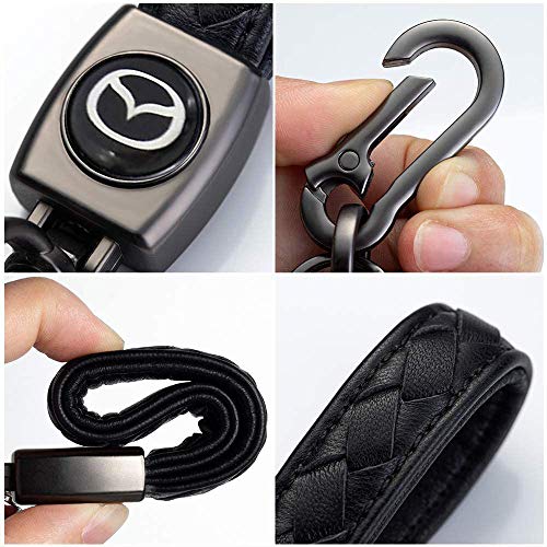 Wasben Black Color Genuine Leather Car Logo Keychain Suit For Mazda 3 Axela 6 Atenza Mx-5 Cx-3 Cx-4 Cx-5 Series #TOP4
