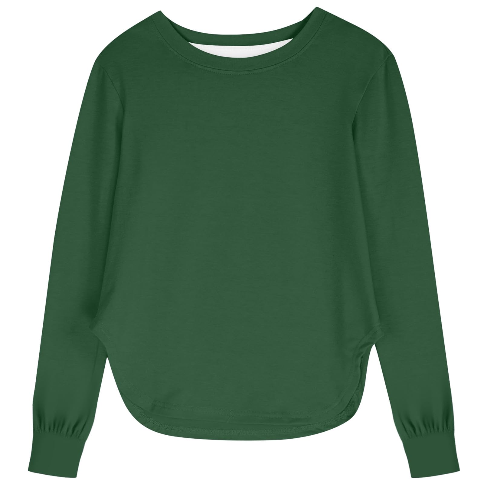 Generisch Camiseta de manga larga de seda de leche para niñas, transpirable, suave, versátil, monocolor, corte estrecho, para bebés y niños pequeños
