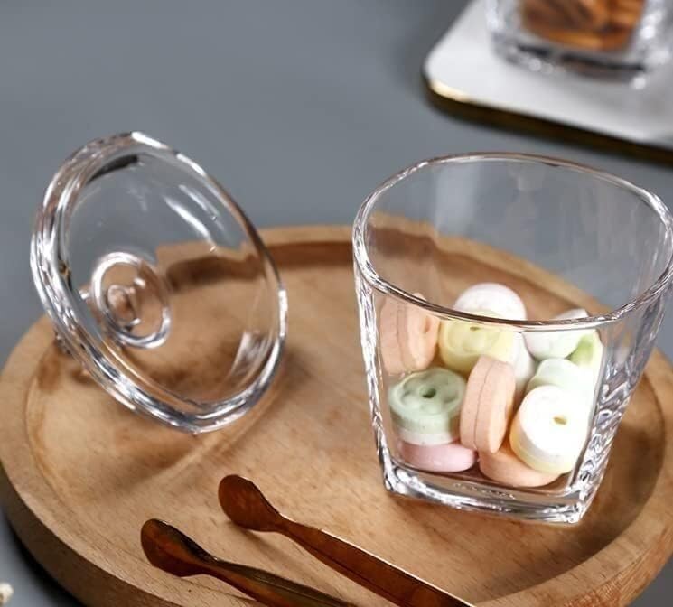 Sucrier, Sucriers en verre, plats à bonbons, pots de stockage, collation avec couvercle