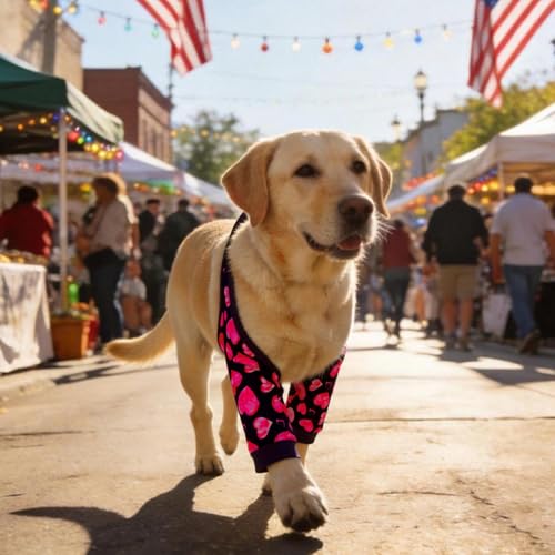 Image of Dog Elbow Wraps Knee Protector Pads Elbow Callus Treatment Sleeve for Wounds Front Legs Prevent Licking for Medium Large Dogs 2XL,Heart