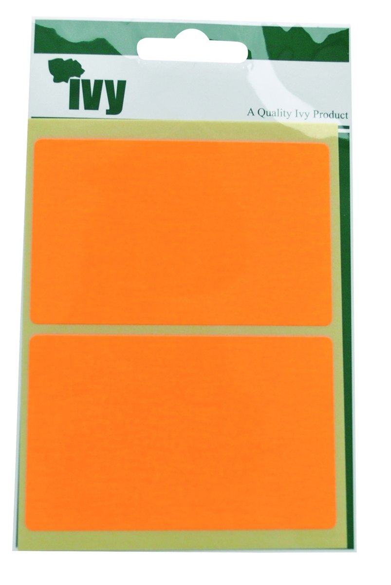Ivy Orange 50Mm X 80Mm Rectangle Fluorescent Sticky Labels Self Adhesive Label Stickers (8 Stickers) 232520