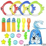 Lo que obtienes: el juego de juguetes de buceo para piscina incluye 4 anillos de buceo en forma de pez, 3 juguetes de caña de mar, 3 juguetes de buceo de pulpo de buceo, 8 piezas tesoros y 1 bolsa de almacenamiento con cordón. Es adecuado para que tu hijo practique el buceo de forma alegre.