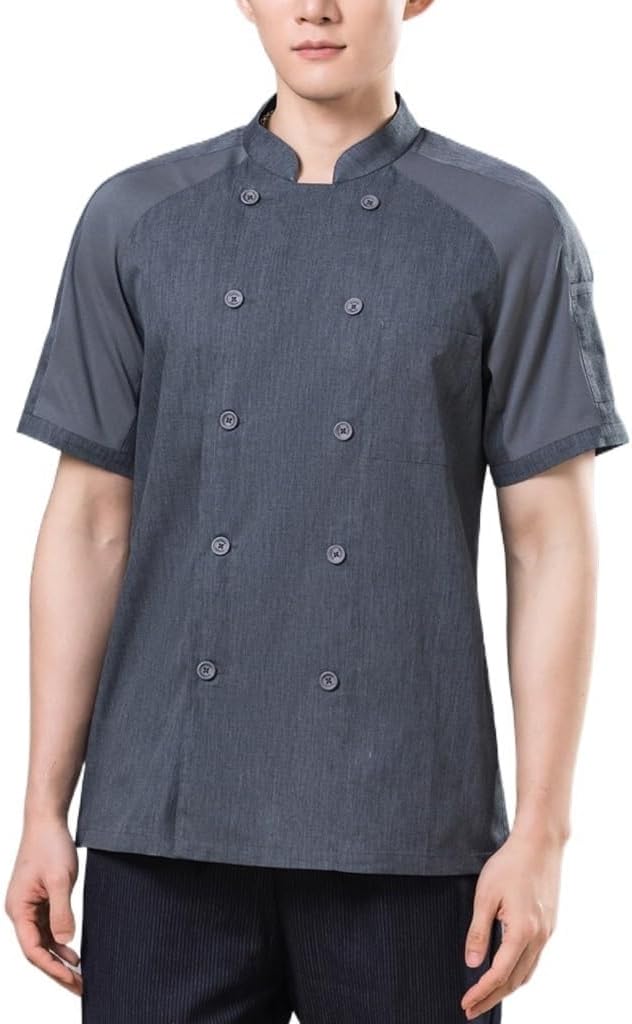 Chef Coat Short Sleeve Cooking Chef Uniforms Unisex Chef Jacket for Hotel, Restaurant, Kitchen, Catering