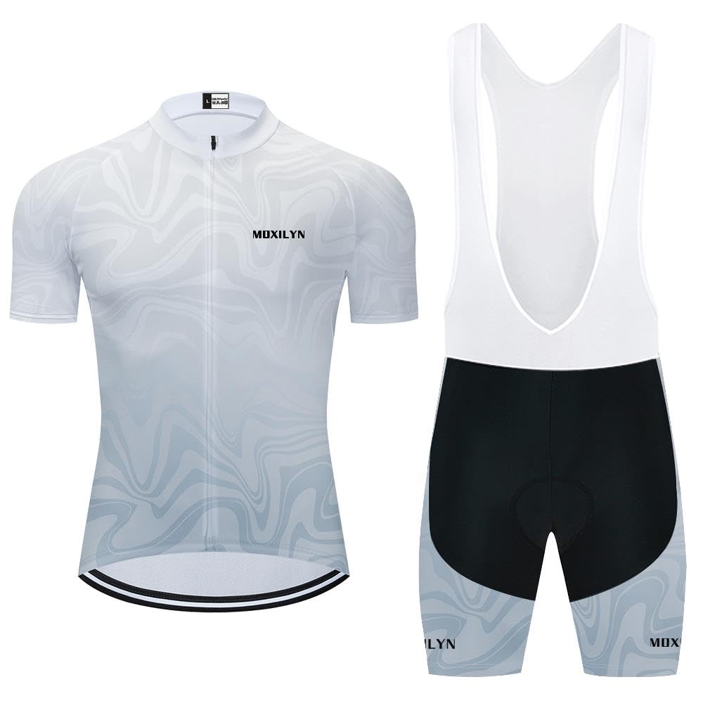 Moxilyn Maillot Cyclisme Homme Tenue,Respirant Maillot Velo Route avec 20D Gel Tenue VTT SéChage Rapid Shirt Cycliste