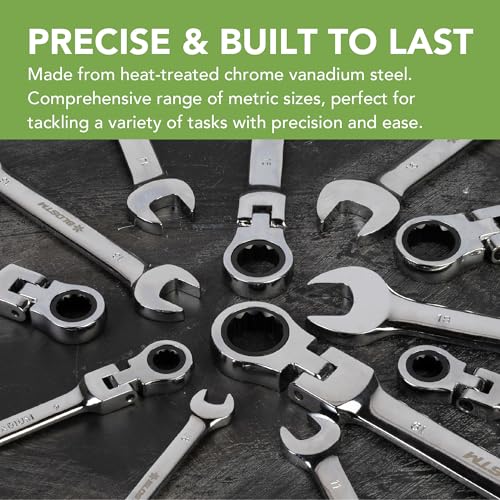 BLOSTM Flexible Ratchet Spanner Set - 12 PCS Combination Spanner Set 8-19mm 180° Flex Head 72 Tooth Gear System Cr-V Steel Ratchet Wrench Set for DIY & Repairs - Includes Roll-Up Storage Pouch 7 BLOSTM Flexible Ratchet Spanner Set - 12 PCS Combination Spanner Set 8-19mm 180° Flex Head 72 Tooth Gear System Cr-V Steel Ratchet Wrench Set for DIY & Repairs - Includes Roll-Up Storage Pouch - Image 7