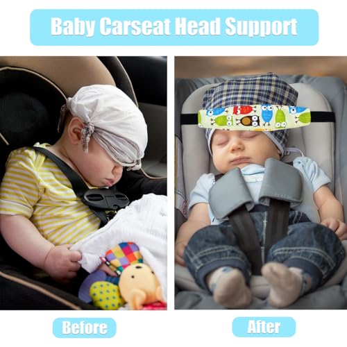 Image of 3 Pcs Baby Carseat Head Support Band Neck Relief Strap Headrest for Sleeping Traveling Slumber Sling Sleep Positioner for Toddler Kids Children Child Baby Infant