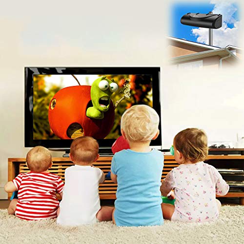 Outdoor TV Antenna 150 Miles 28dB High Gain Amplified Omnidirectional Signal Booster, Support UHF/VHF Hardware with 33ft Coax Cable (Antenna Mount Excluded)