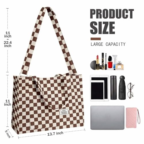 Image of Corduroy Tote Bag for Women Small Satchel Bag Mini Tote Bag Aesthetic Crossbody Handbag - School Work Travel Shopping