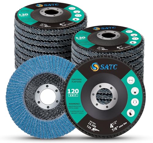 Image of SATC Flap Discs 120 Grit 115mm Zirconia 20 Pack Grinding Discs Type 29 Sanding Discs for Angle Grinder to Sanding Grinding Metal Wood