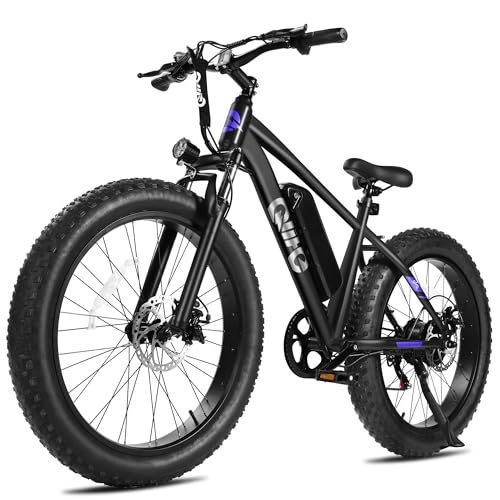 Qlife Racer Plus Adult Electric Bicycle Peak 1500W Up to 20+MPH 65Miles Long Range 26 Fat Tire Electric Mountain Bike with 48V 13AH Removable Battery 7 Speed Full Suspension Electric Bicycle