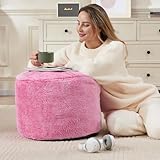 Round Storage Ottoman Bench 20'x15' Round Ottoman Cover with Foam Floor Chair Farmhouse Puff Ottom Pouf Stool for Bedroom Soft Large Pouf Ottom Purple Foot Stool Ottom for Accent Chair