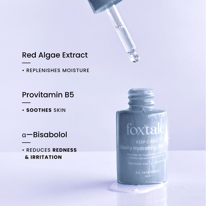 FoxTale Hyaluronic Acid Serum For Plump,Glowing Skin With Vitamin B5,Betaine|Intense 24-Hour Hydration,Brightening|Reduction In Fine Lines&Inflammation|For Dry,Sensitive Skin|Men&Women - 30 Ml 2