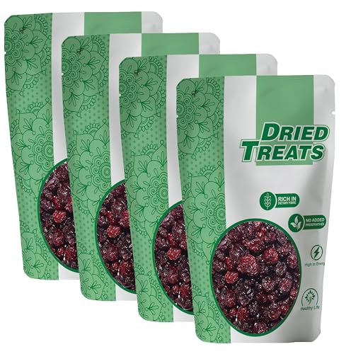 Image of Dried Treats Dried Whole Cranberries 800 Grams (200 Grams X 4) - Craneberries Dry Fruit | Sweet and Juicy Superfruit Packed with Antioxidants & Vitamins | Perfect for Smoothies, Trail Mix, Baking & Kid-Friendly Snacking | Jumbo Craneberry Best for Vegan-Friendly | No Added Sugar Healthy Berries