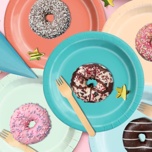 Image of CMUSKO Beach Theme Party Decorations - 150pcs Aqua Blue Coral Pastel Plates and Napkins Luau Hawaiian Tropical Teal Blue Tableware Serves 50 for Birthday,Baby Shower