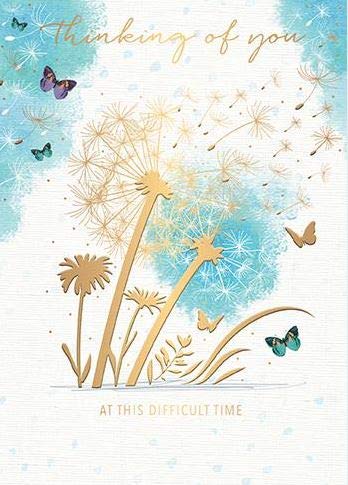 Art Sympathy Card For Men/Women - Thoughts Are With You - Tree And Butterflies With A Gorgeous Gold Finish - Greeting Card For Him / For Her ( WW-E004