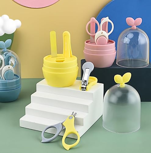 Miniatura 7 de MiHerom Juego de cuidado de uñas 4 en 1 para bebé con estuche lindo cortaúñas para bebés, tijeras, lima de uñas, pinzas, kit de manicura para bebés,