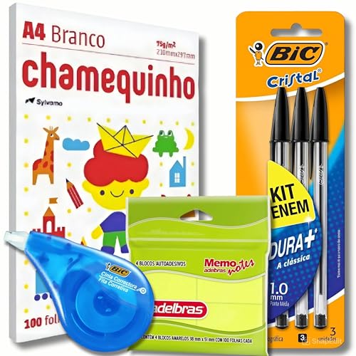 Caneta BIC, Enem Preta Ponta Média 1.0mm Kit 3 Canetas Esferográficas Cristal Classica Dura Mais, Fo