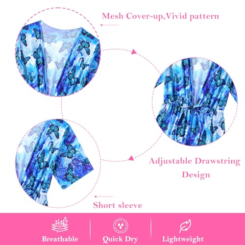 Image of Funnycokid Girls Bathing Suits One Piece Swimsuit with Cover Up Kids Swim Suit Size 8-16