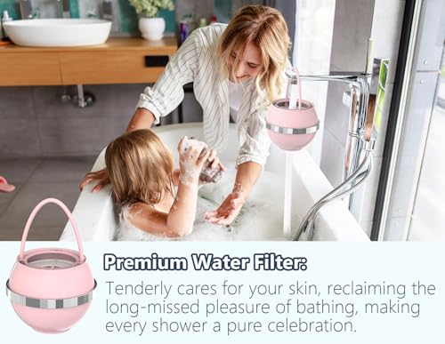 Image of Bathtub Water Filter for Tub with Overflow,2,500 Gallons of Filtration,8 Stages Bath Filter,Remove contaminants,Chlorineand Fluoride,Hardwater Softener,BPA Free(Upgrade Version),Pink