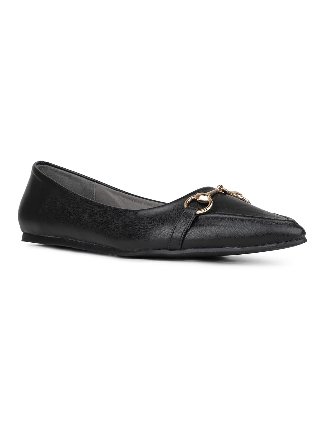 Womens Womens Black Solid Pointed Toe Casual Ballerinas Ballet Flat-image-30