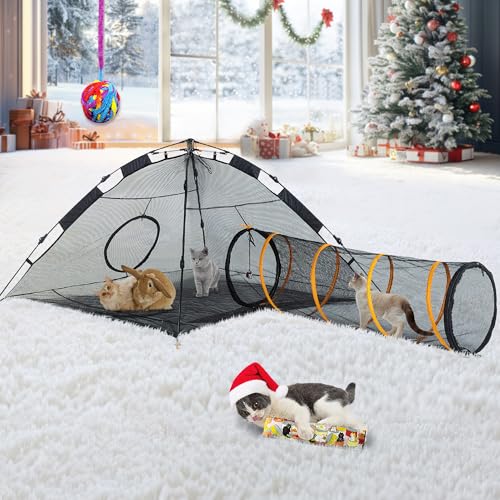 ITENT Cat Tent for Indoor and Outdoor Cat Enclosures(Outdoor, Tunnel, and Playhouse) Cat Playpen X-Large Portable Cat Tunnel Play Tents for Cats Rabbits and Small Animals