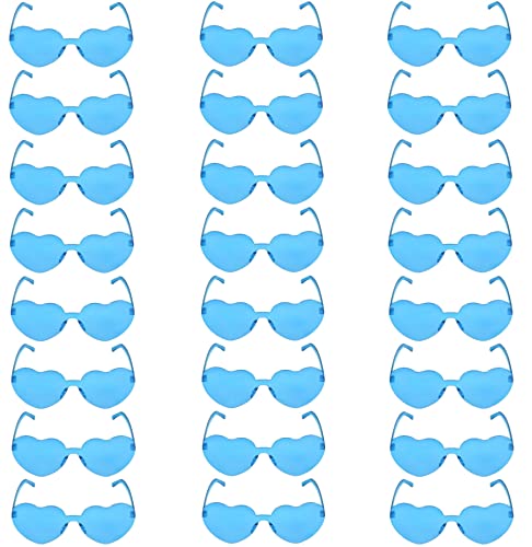 24 Pairs Heart Glasses Candy Rimless Sunglasses Trendy Eyewear Heart Sunglasses Bulk for Party Favors