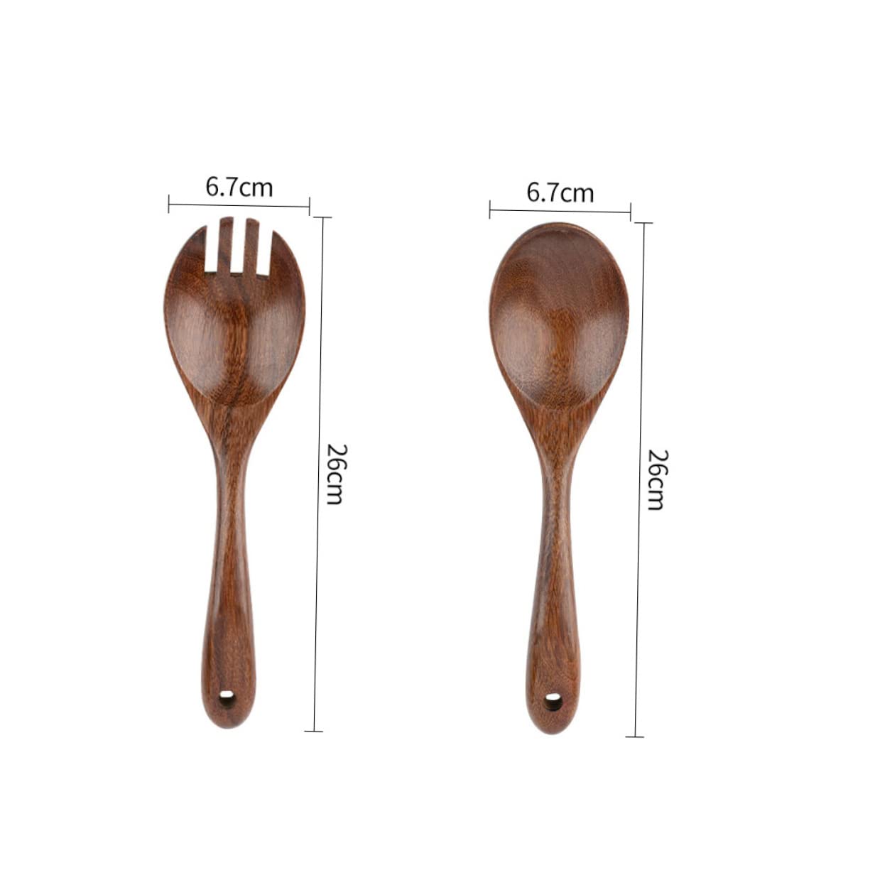 Cabilock Salad Serving Spoon and Fork Set Long Handle Wooden Cutlery for Easy Carrying