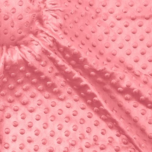 Homiest Minky Dot Fabric By The Yard, 1 Yard X 60 Inch Wide Soft Plush Fabric Pink Fleece Fabric, Cuddle Minky Fabric For Blanket, Pillow Covers, Clothing Making, Scarf, Beanie, Sewing