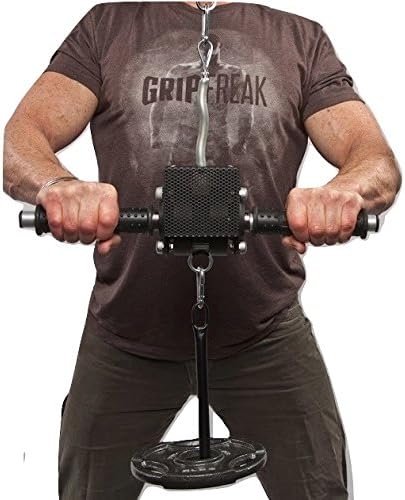 Power Rack Arm 'Suspended' Slip Grip Wrist Roller - Grip Trainer - Forearm Gripper with Weight Plate Pin - Forearm Workout Tool - Best Grip Strengthener ever!
