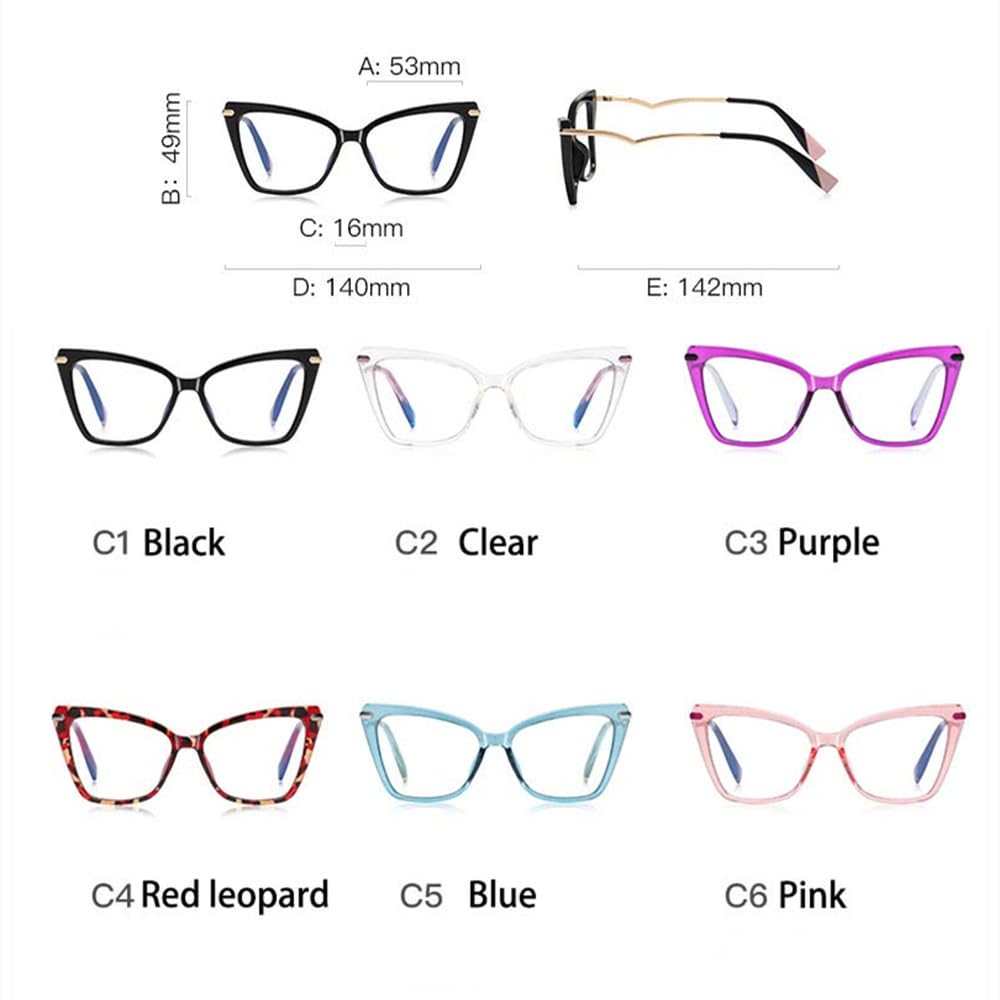 Occhiali letterari da donna alla moda con montatura Cat Eye in metallo a forma di V abbinati a lenti