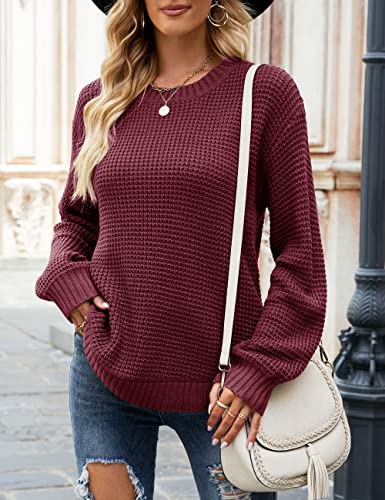 Image of MEROKEETY Women's Fall Long Sleeve Waffle Knit Oversized Sweater