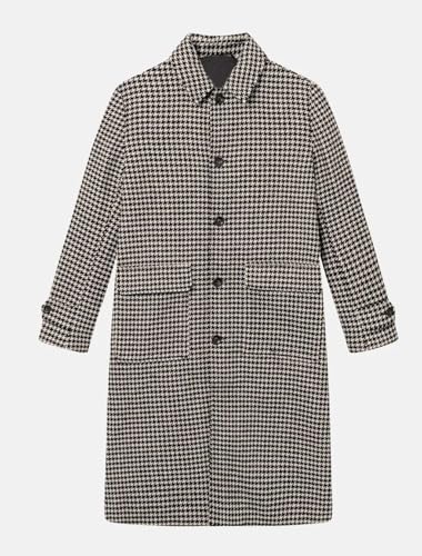 VENNYNG Men's Houndstooth Overcoat 5 Buttons Plaid Trench Coat Long Business Casual Jacket Knee Length4