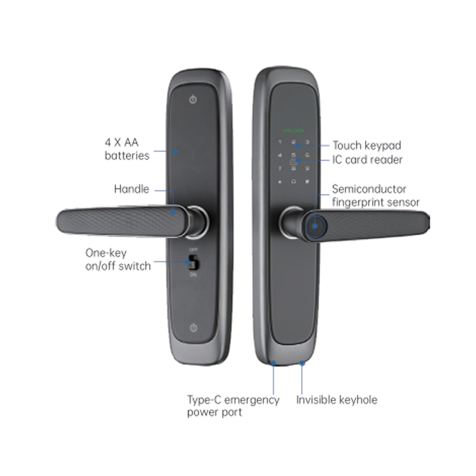 Cerradura de puerta con teclado de huellas dactilares.Control de aplicaciones para uso en dormitorios y apartamentos en casa (6068)