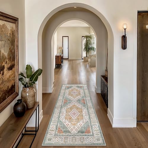 GENIMO 2x10 Non Slip Hallway Runner Rug, Machine Washable, Thin & Low Pile Lightweight for Kitchen, Laundry, Entryway, Bedroom & Living Room