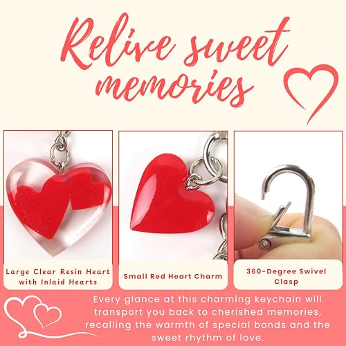 Stylish Double-Heart Resin Keychain for Men and Women - Charms for Bags, Backpacks, and Keys - Perfect Gift for Mother's Day and Special Occasions - Image 4