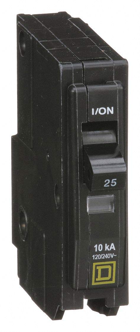 Square D Plug in Circuit Breaker, QO, Number of Poles 1, 25 Amps, 120/240VAC, Standard