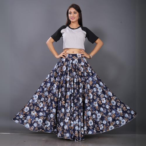 Image of JYESHTA Women's American Crepe Flared A Line Stitched Long Skirt with 12 Mtr Flare 40 in Height | Skirts for Women Long Length | Long Skirts for Girls