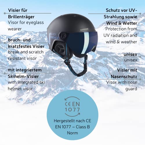Skihelm Black Crevice Sölden mit Visier und Carbon-Oberfläche