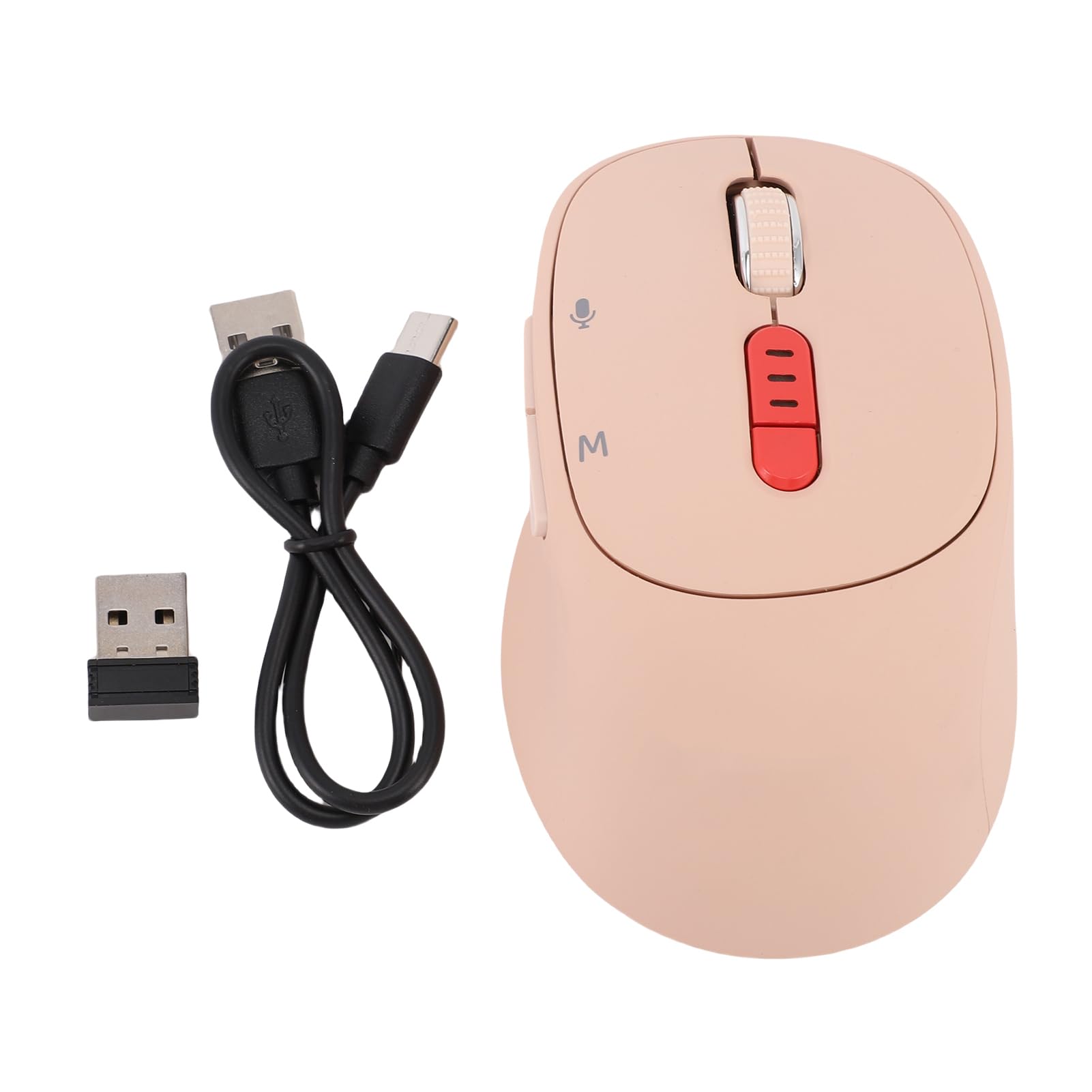 SENECESLI AI-Sprachmaus für ChatGPT, 6-in-1-Spracheingabe-Übersetzung, Leise, Ergonomische, Wiederaufladbare Bluetooth-Funkmaus mit Integriertem Mikrofon für Desktop-PC (Hell-Pink)