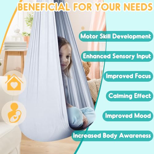 Chihee Sensory Swing Therapy Swing Hammock Indoor Outdoor for Kids, Hardware Included, Soft Breathable Nylon Cuddle Swing Joy Hammock for Child Adult with Autism, ADHD, Aspergers, Sensory Integration - Image 7