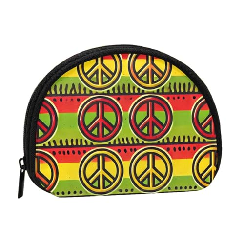 Portable Coin Purse Rasta-Peace-Sign Mini Zippered Money Pouch Card Holder