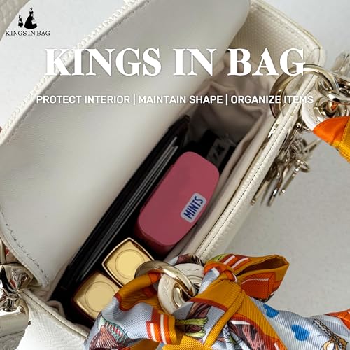 Image of Purse Organizer Insert for Lady Dior Small Bags, Satin Luxury Bag Insert, Lightweight & Portable Purse Shaper with Pockets, Ideal for Travel, Shopping, and Daily Use(Craie, Lady Small)