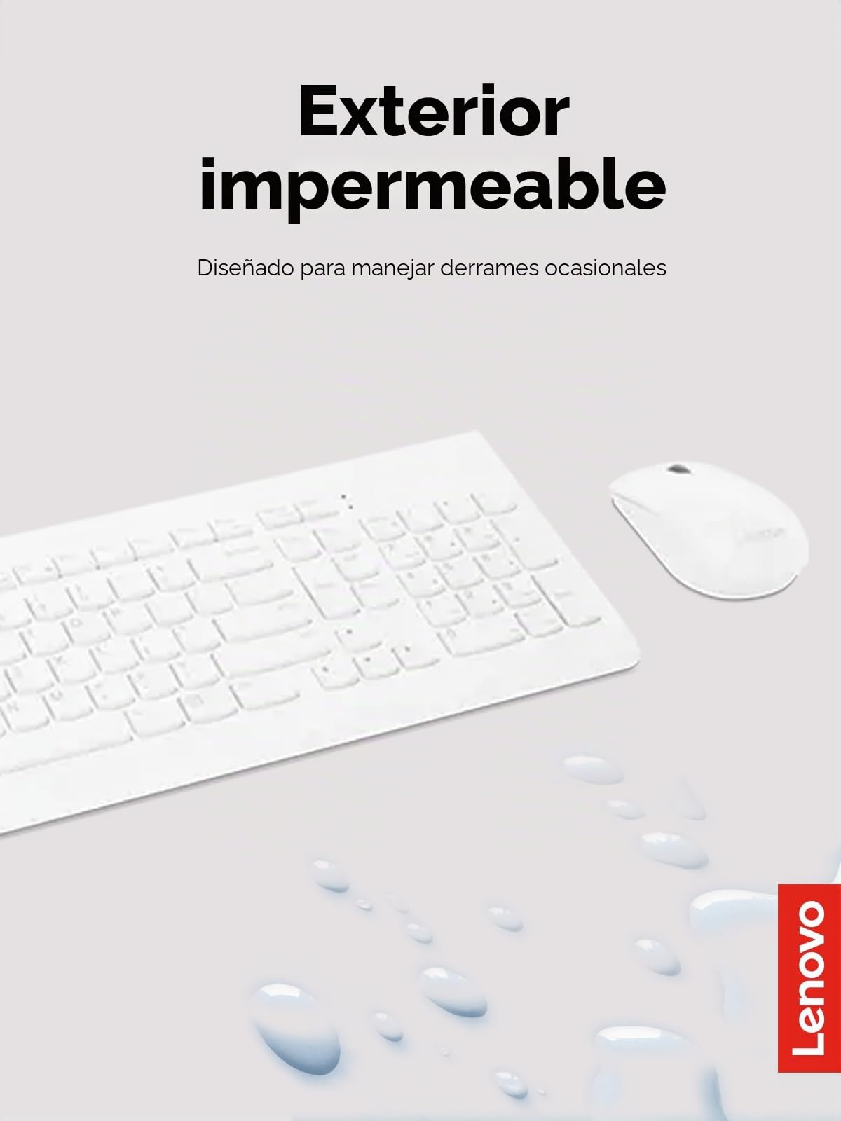 Lenovo Combo inalámbrico 510 con Receptor USB de 2,4 GHz, Teclado Delgado de tamaño Completo, Teclado de número Completo, ratón óptico de 1200 dpi, Mano Izquierda o Derecha, GX30W75336, Blanco