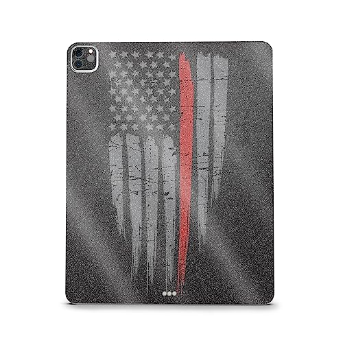 Image of MightySkins Carbon Fiber Skin Compatible with Apple iPad Pro 12.9 inch M2 6th Gen (2022) Full Wrap Kit - Thin Red Line | Protective, Durable Textured Carbon Fiber Finish | Easy to Apply | Made in The USA