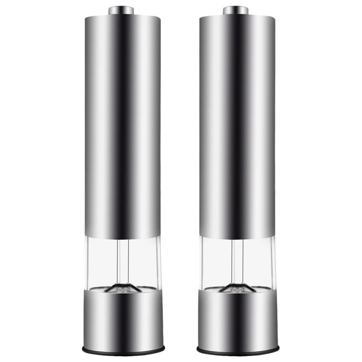 2 Stück Elektrische Pfeffermühle aus Edelstahl, Silber